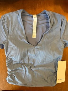 Lululemon Prep Blue All It Takes Ribbed V-neck Tee Size 6 NWT